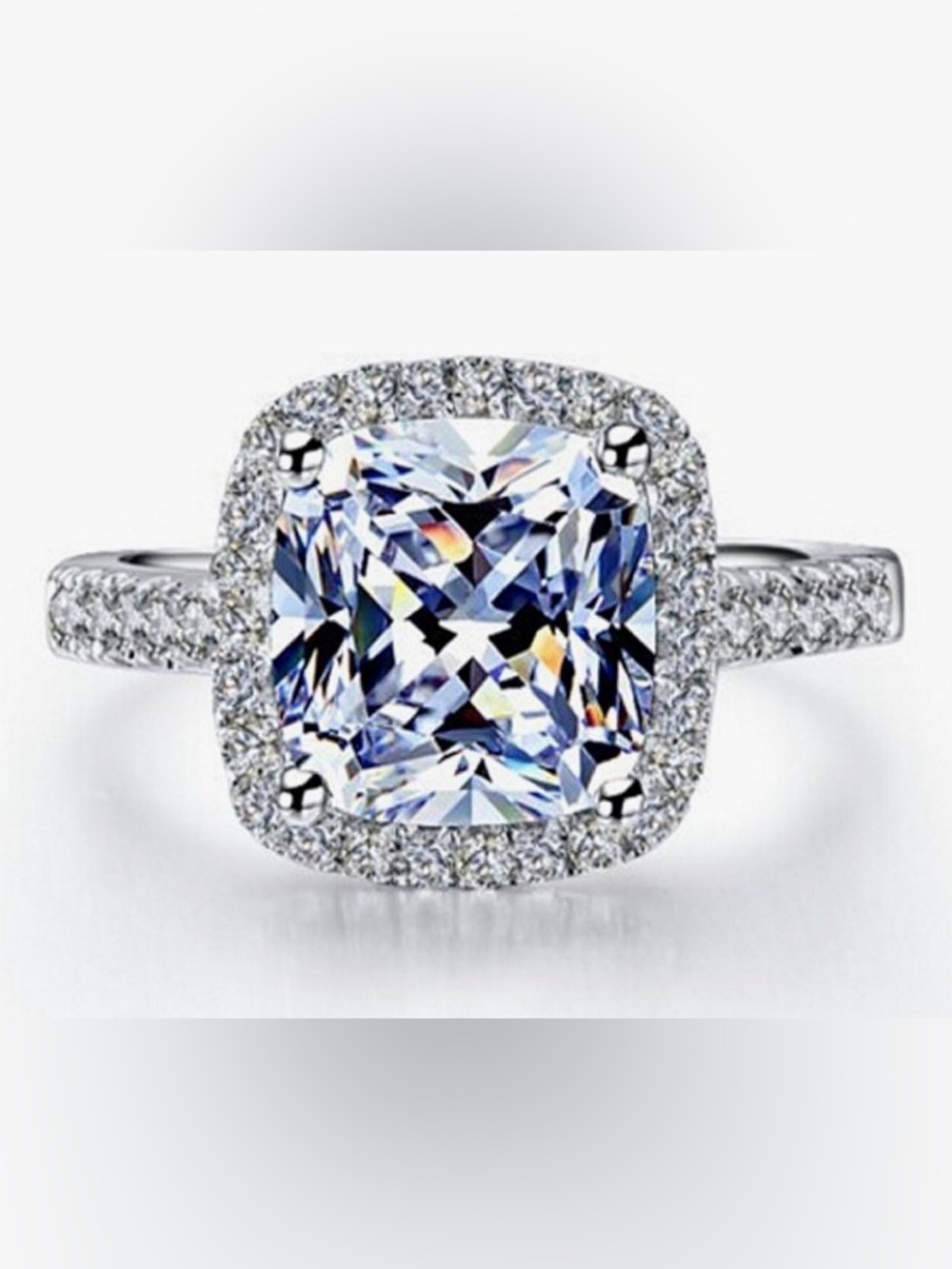 3 Carat VVS1 Simulated Diamond Engagement Wedding Party Ring Silver Color NEW